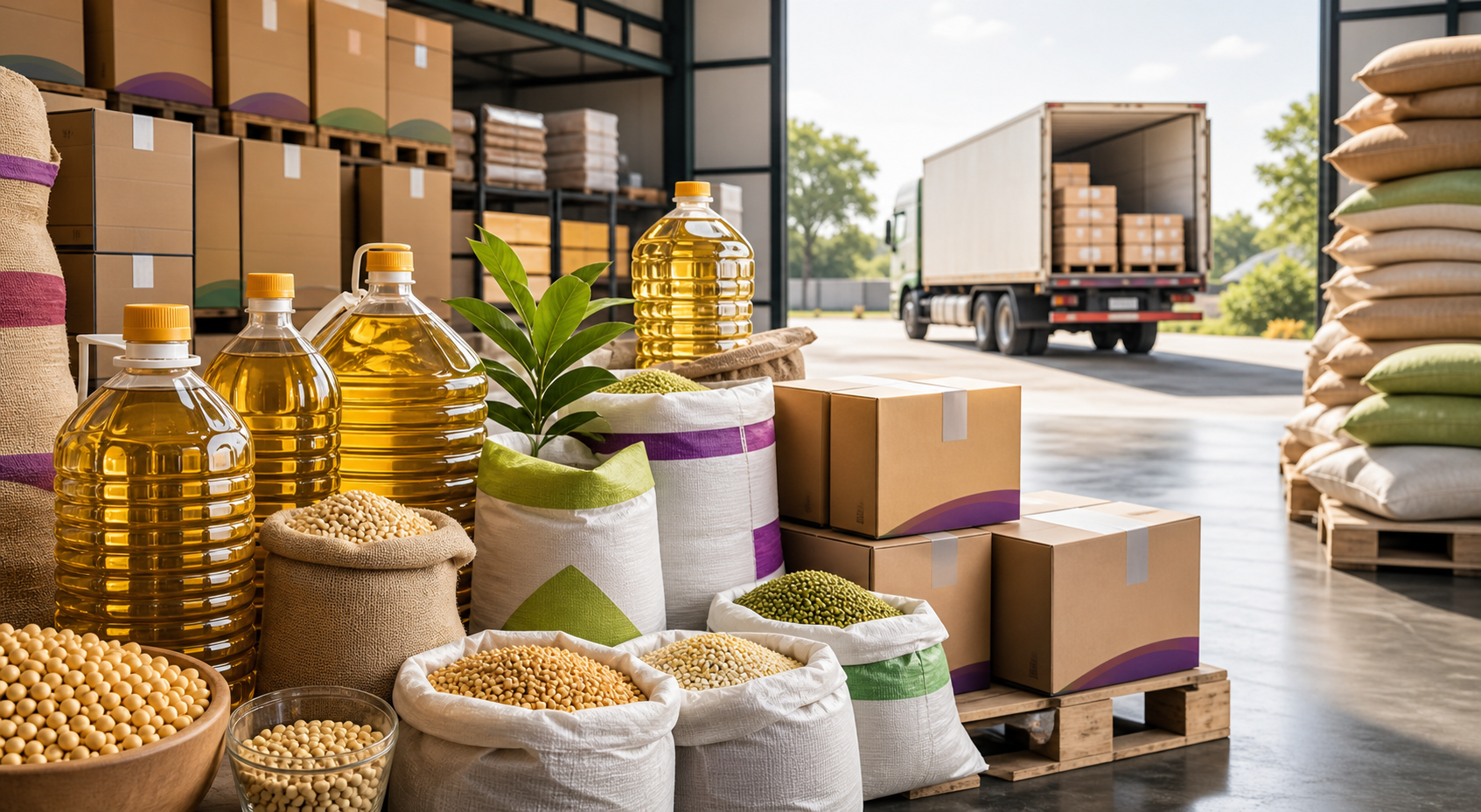 Agro products packed for logistics and supply